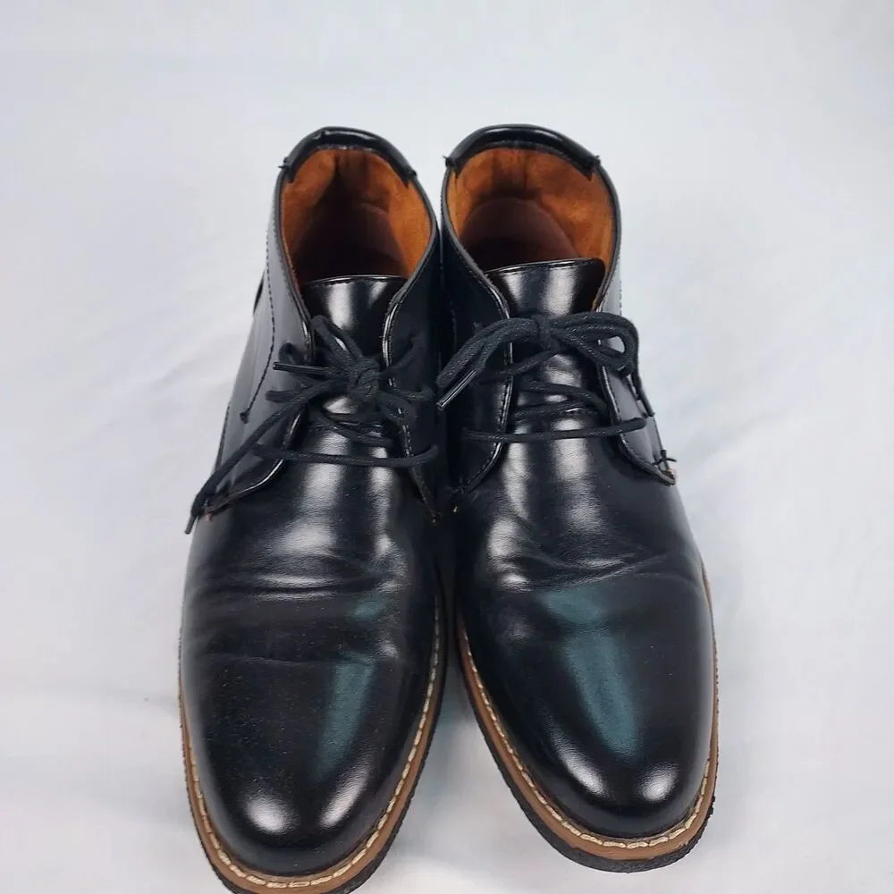 Deer Stags Zeus Chukka Boots Mens 7 Black Leather Lace Up Casual